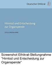 Bild Screenshot Stellungnahme Deutscher Ethikrat "Hirntod und Entscheidung zur Organspende" vom 24.02.15