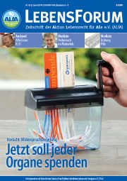 Titelbild Lebensforum Nr. 126 vom Juni 2018, Zeitschrift der Aktion Lebensrecht für Alle (ALfA) e.V.