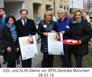 Protest der CDL und ALfA am 08.03.19 gegen SPD-Ehrung für zwei Abtreibungsärzte