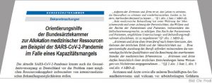 Bundesärztekammer Orientierungshilfe zur Allokation medizinischer Leistungen im Falle eines Kapazitätenmangels